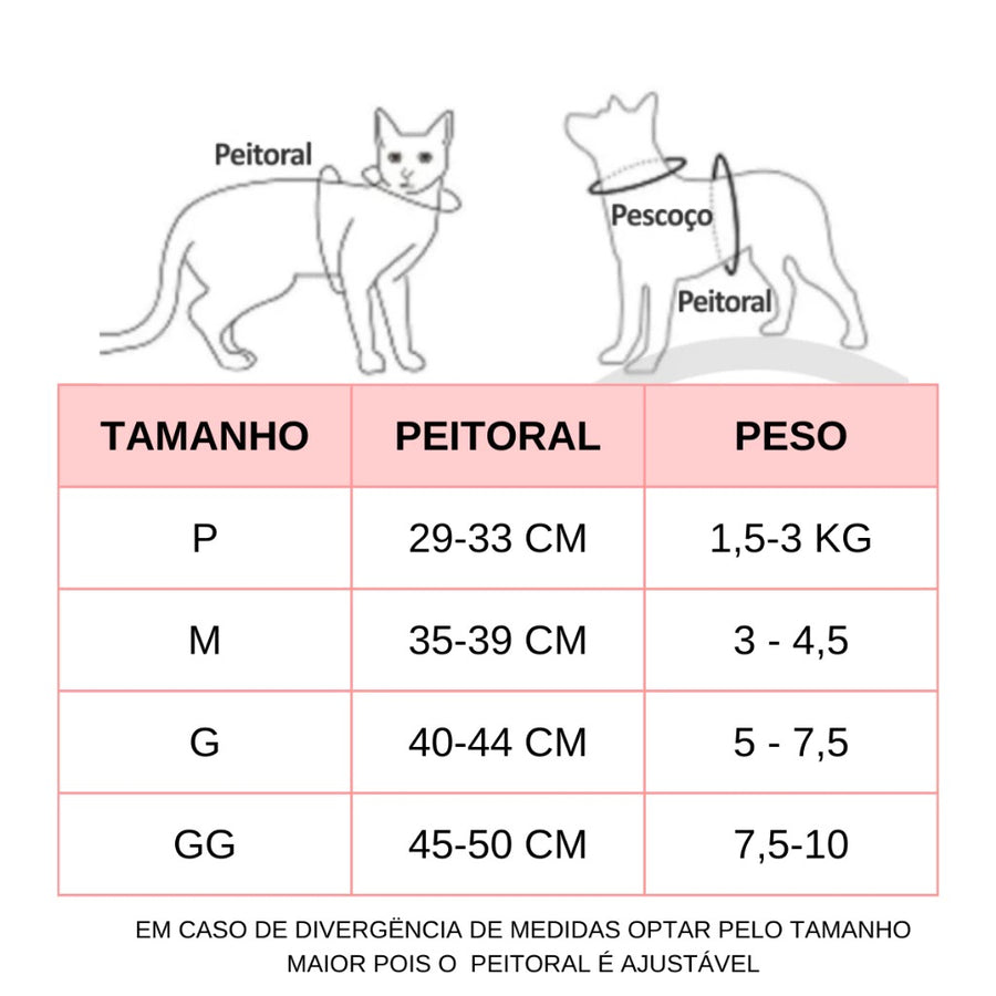 Coleira Peitoral Ajustável - Pets